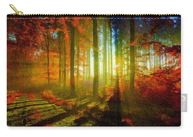 Rafael Salazar Zip Pouch featuring the mixed media Abstract Landscape 0745 by Rafael Salazar