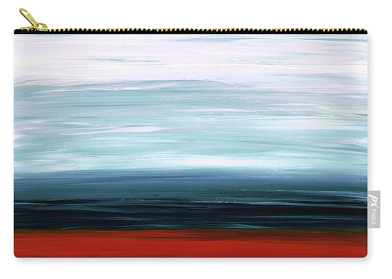 Ruby Zip Pouch featuring the painting Abstract Landscape - Ruby Lake - Sharon Cummings by Sharon Cummings