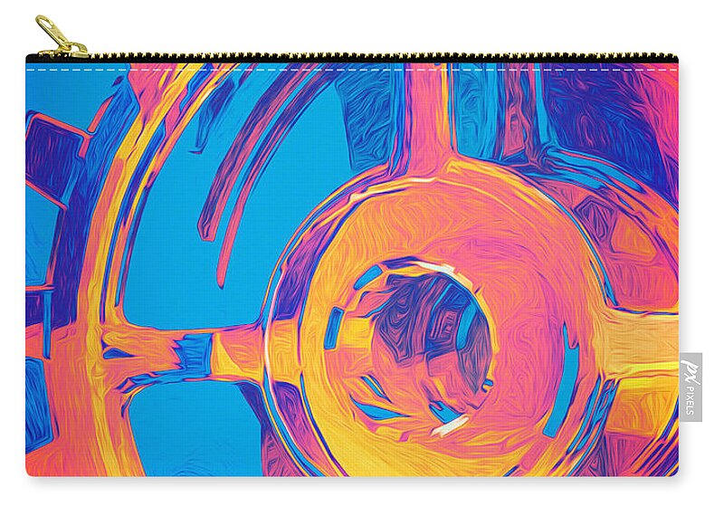 Surreal Zip Pouch featuring the digital art Abstract Macro Gears by Phil Perkins