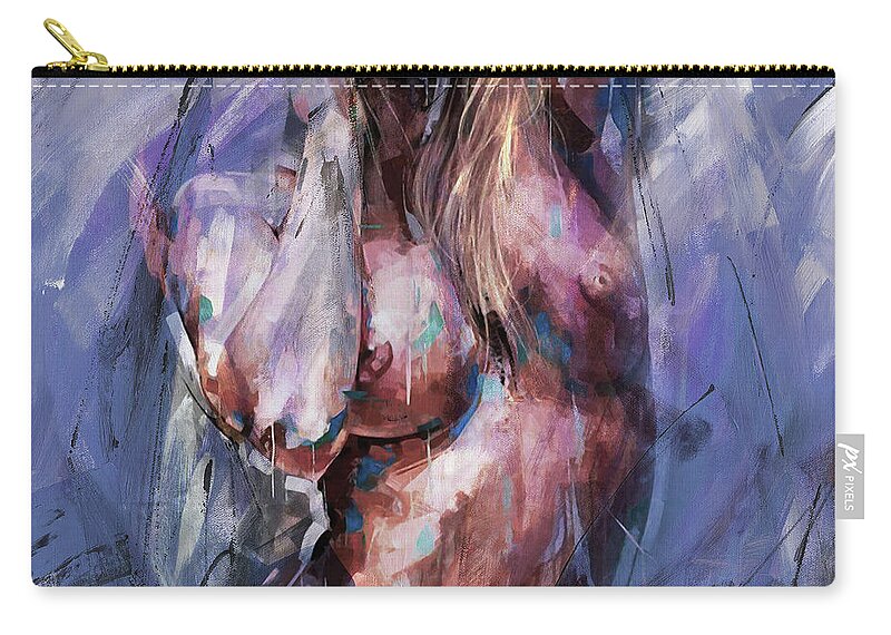 Sexy Zip Pouch featuring the painting abstract Nude woman 01 by Gull G