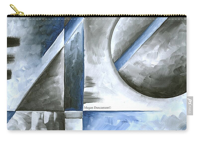 Abstract Zip Pouch featuring the painting Abstract Original Art Contemporary Blue and Gray Painting by Megan Duncanson Blue Destiny I MADART by Megan Aroon