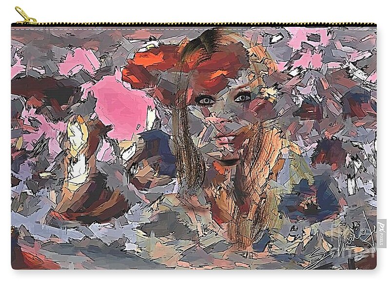 Abstract Zip Pouch featuring the digital art Abstract Portrait 2 by Silvano Franzi
