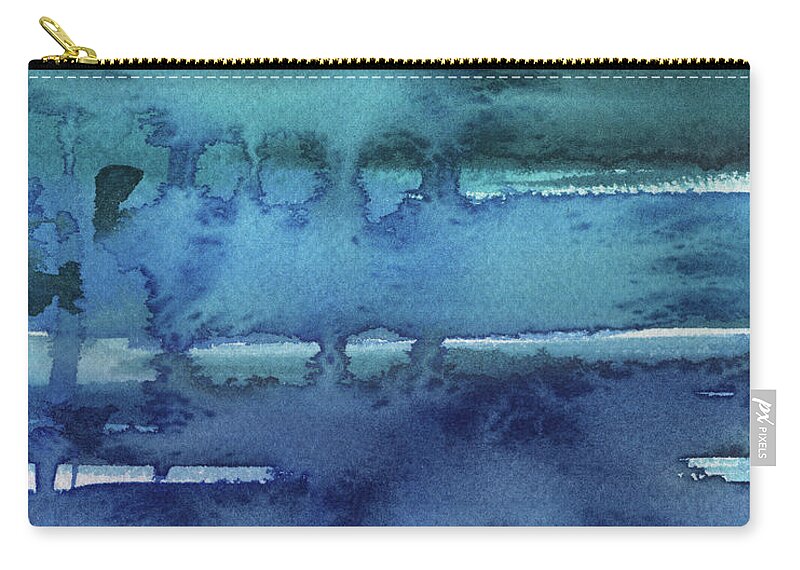 Abstract Seascape Zip Pouch featuring the painting Abstract Seascape Splash Of Blue by Irina Sztukowski