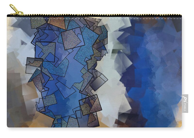 Abstract Zip Pouch featuring the digital art Blue Figures - Abstract Tiles No15.822 by Jason Freedman