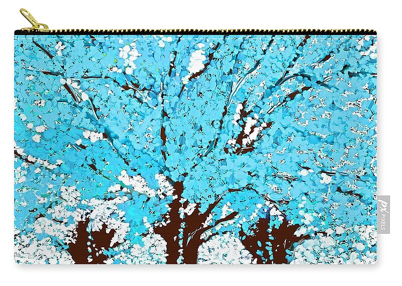 Trees Are Blue Zip Pouch featuring the painting Abstract Trees Are Blue by Saundra Myles