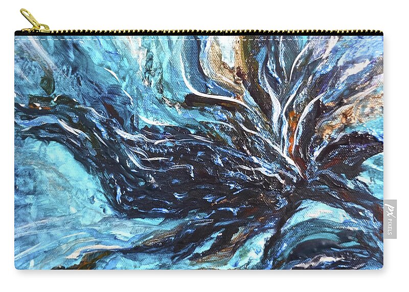Abstract Zip Pouch featuring the painting Abstract Water Dragon by Michelle Pier