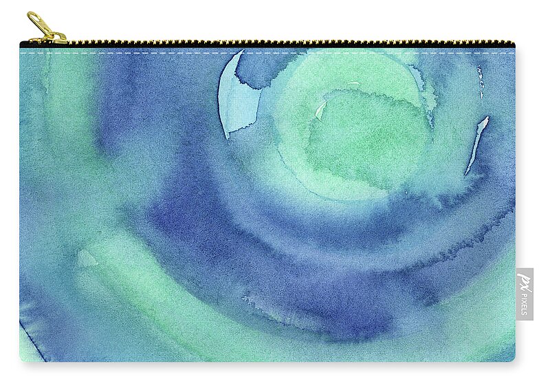 Pattern Zip Pouch featuring the painting Abstract Watercolor Aqua Blues by Olga Shvartsur