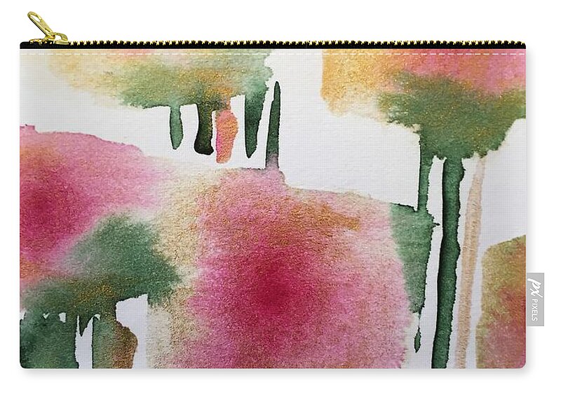 Green Zip Pouch featuring the painting Abstract World by Britta Zehm