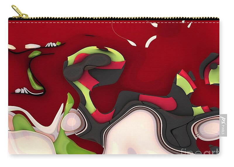 Red Zip Pouch featuring the digital art Abstrakto - 95a by Variance Collections