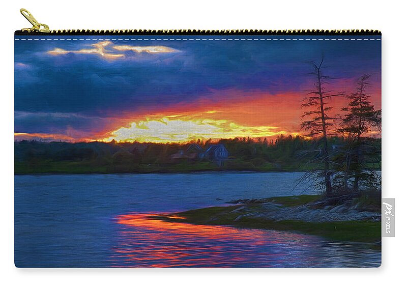 Acadia National Park Zip Pouch featuring the photograph Acadia Maine sunset by Jeff Folger