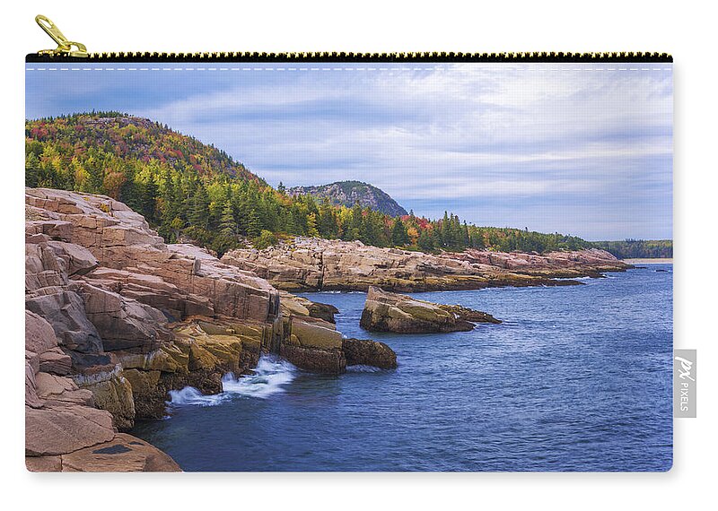 Acadia's Coast Zip Pouch featuring the photograph Acadia's Coast by Chad Dutson