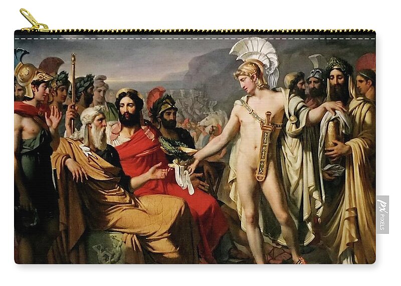Neoclassicism Zip Pouch featuring the painting Achilles Pays to Nestor the Price of Wisdom by Joseph Desire Court