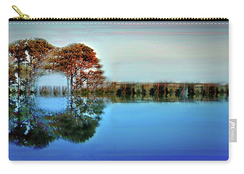 Guitar Zip Pouch featuring the digital art Acoustic Guitar at Gordon's Pond by Bill Swartwout