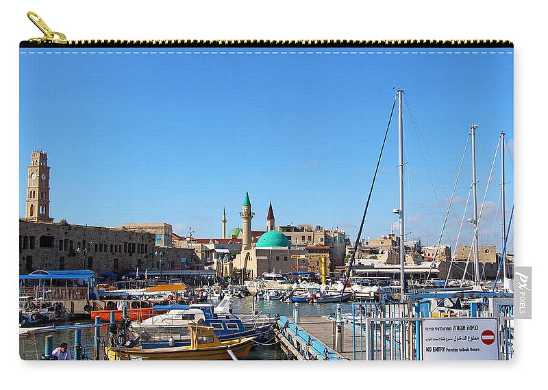Acre Zip Pouch featuring the photograph Acre Harbor by Munir Alawi