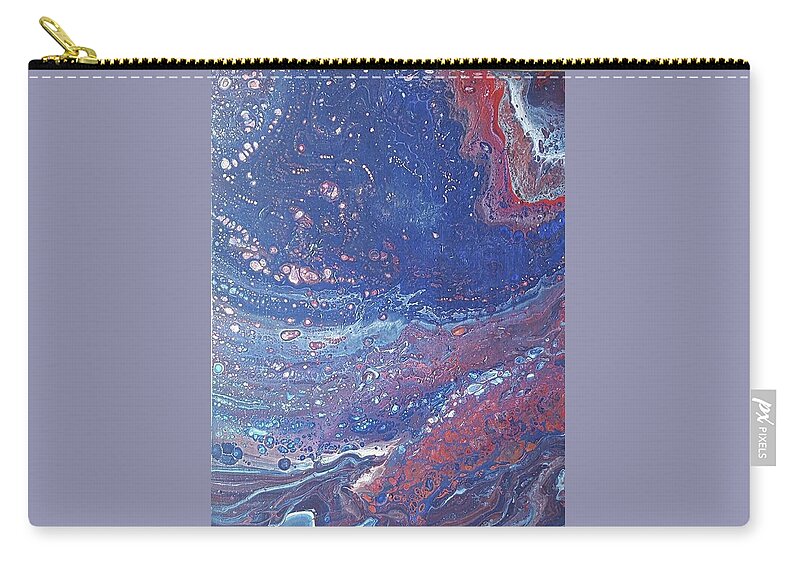 #abstractacrylics #abstractart #coolart #acrylicpainting #abstractacrylicpaintings @acrylicdirtypours #acrylicpoursdarkcolors#abstractartforsale #camvasartprints #originalartforsale #abstractartpaintings Zip Pouch featuring the painting Acrylic Dirty Pour using blue red and white by Cynthia Silverman