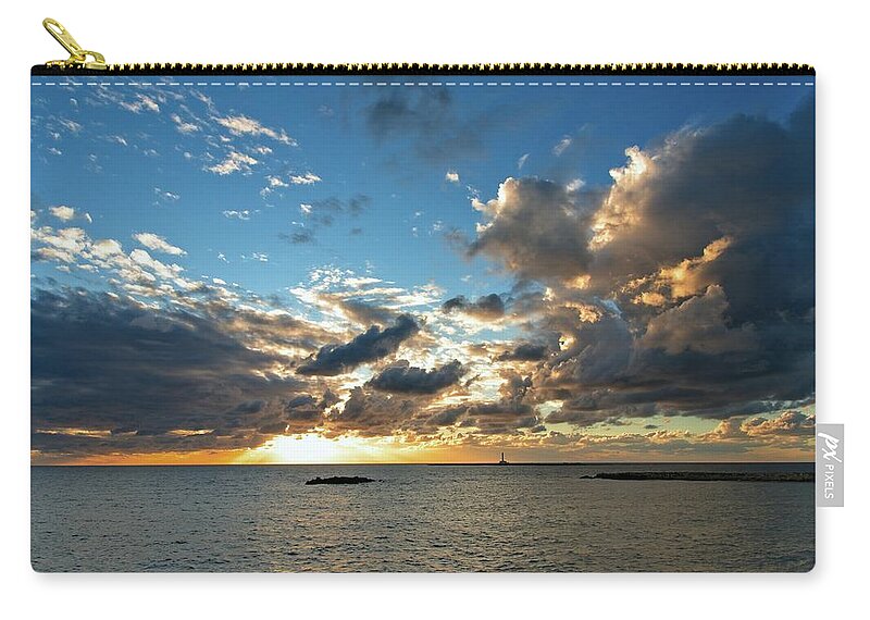Italy Zip Pouch featuring the photograph Active Evening Skies Gallipoli by Allan Van Gasbeck