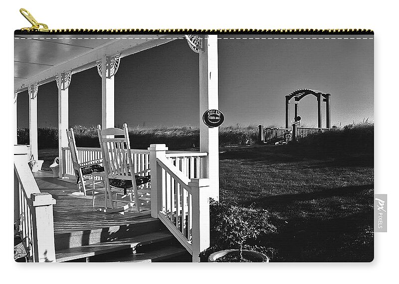 Beach Zip Pouch featuring the photograph Addy Sea front porch by Bill Jonscher