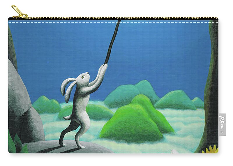Rabbit Zip Pouch featuring the painting Adjustments by Chris Miles