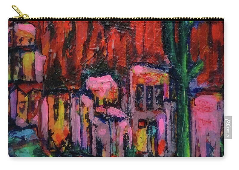 Square Zip Pouch featuring the painting Adobe Magic by Zsanan Studio