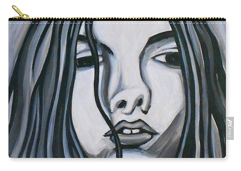 Acrylic On Canvas Zip Pouch featuring the painting Adolescence by Bryon Stewart