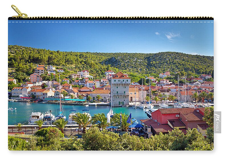 Marina Zip Pouch featuring the photograph Adriatic village of Marina near Trogir by Brch Photography