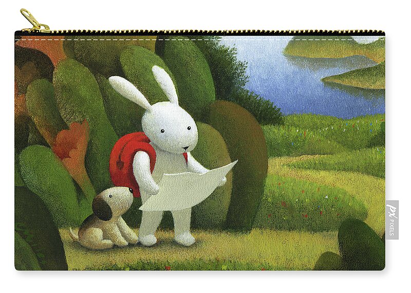 Rabbit Zip Pouch featuring the painting Adventurers by Chris Miles