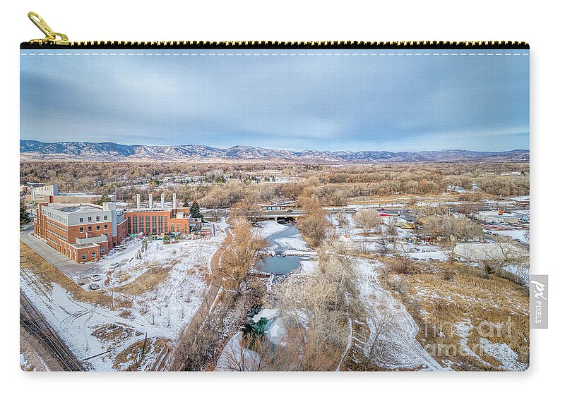 Colorado Zip Pouch featuring the photograph aerial cityscape of Fort Collins by Marek Uliasz