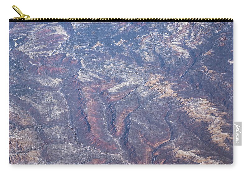 Aerial Zip Pouch featuring the photograph Aerial - Multicolored Earth by Georgia Mizuleva