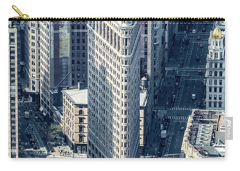 New York Zip Pouch featuring the photograph Aerial of Flatiron building, New York, USA by Matteo Colombo