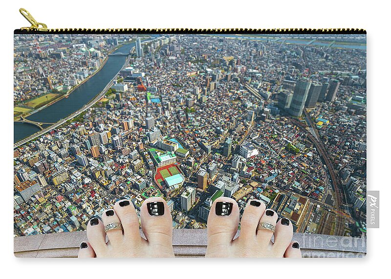 Suicide Zip Pouch featuring the photograph Aerial Suicide Tokyo by Benny Marty