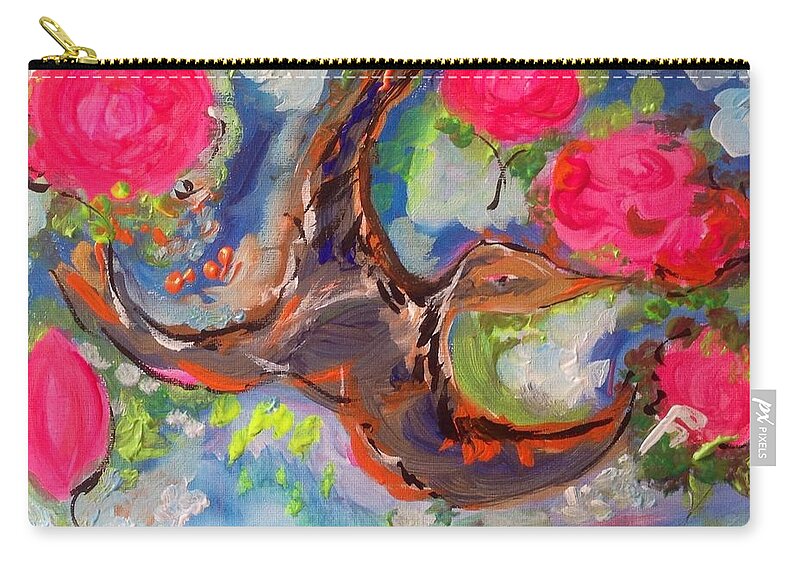 View Zip Pouch featuring the painting Aerial view by Judith Desrosiers