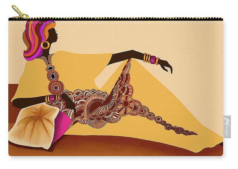 African Zip Pouch featuring the digital art African Princess by James Mingo