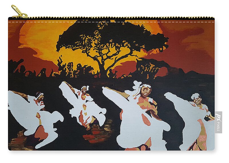 Afro Zip Pouch featuring the painting Afro Carib Dance by Rachel Natalie Rawlins