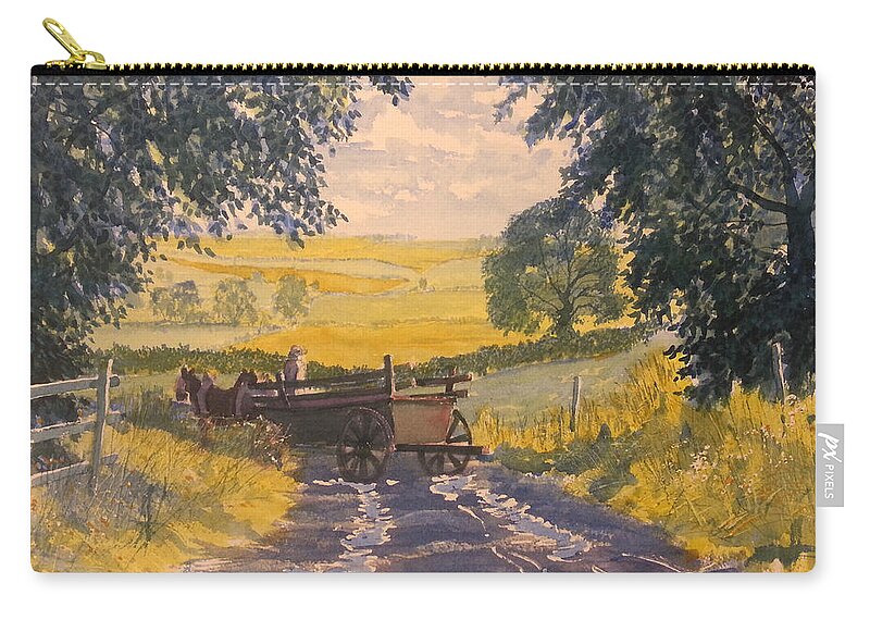 Glenn Marshall Yorkshire Artist Zip Pouch featuring the painting After Rain on the Wolds Way by Glenn Marshall