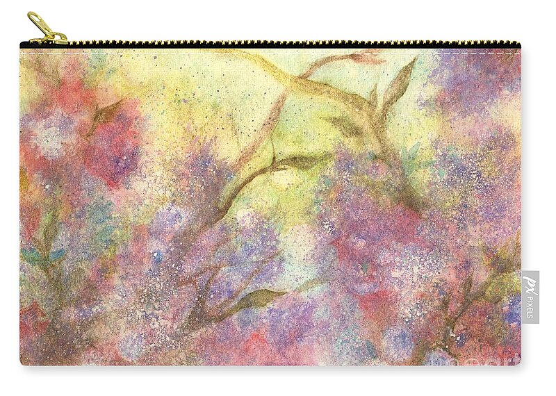 Misty Zip Pouch featuring the painting After the rain - May Flowers by Janine Riley