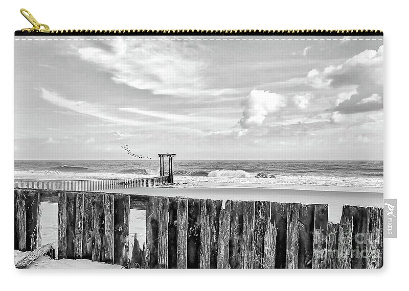 Black And White Zip Pouch featuring the photograph After The Storm Black And White by Kathy Baccari