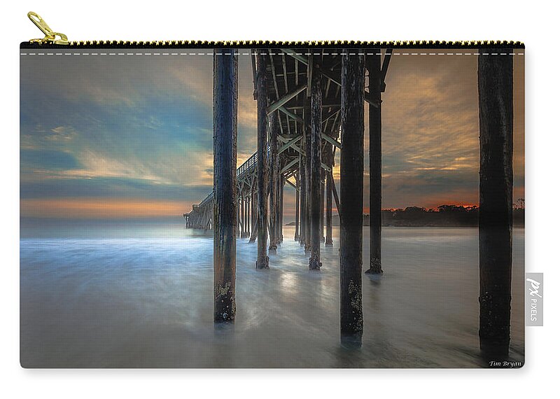 Dramatic Zip Pouch featuring the photograph Afterglow at San Simeon by Tim Bryan
