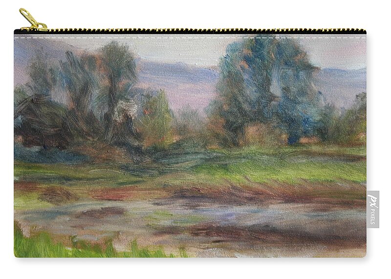 Landscape Zip Pouch featuring the painting Afternoon at Sauvie Island Wildlife Viewpoint by Quin Sweetman