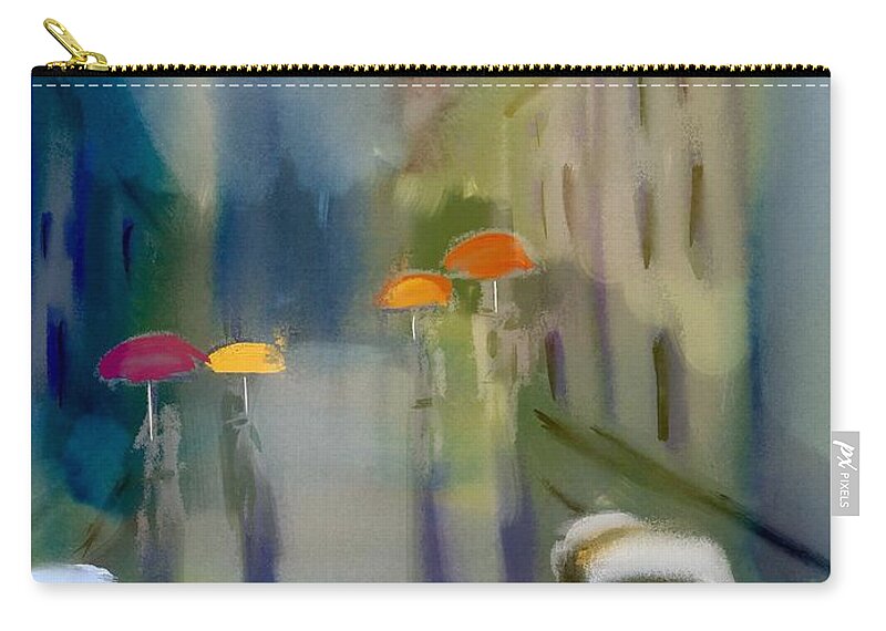  Afternoon Shower In Old San Juan Zip Pouch featuring the digital art Afternoon Shower In Old San Juan by Frank Bright