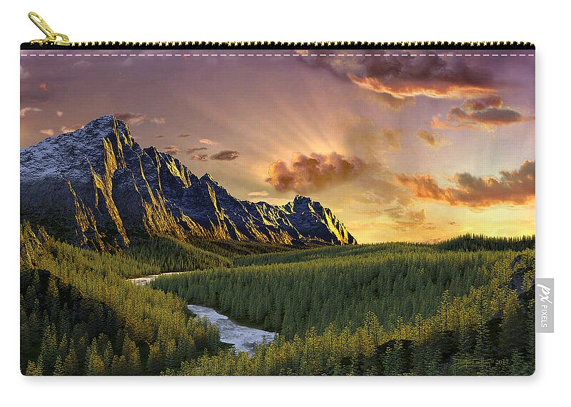 Dieter Carlton Zip Pouch featuring the digital art Against the Twilight Sky by Dieter Carlton