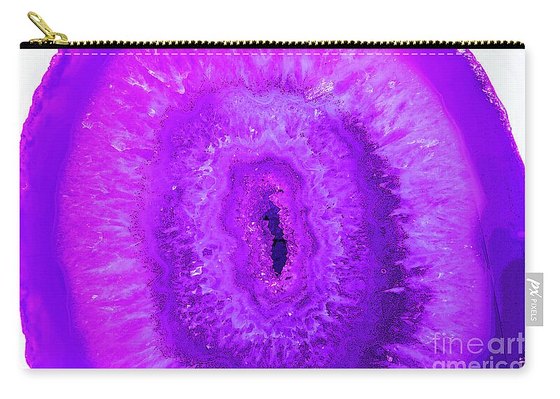 Agate Zip Pouch featuring the painting Agate Ultra Violet Purple by Saundra Myles