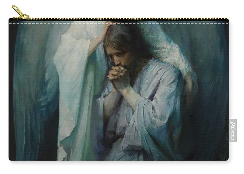 Man Zip Pouch featuring the painting Agony In The Garden by Frans Schwartz, 1898 3 by Celestial Images