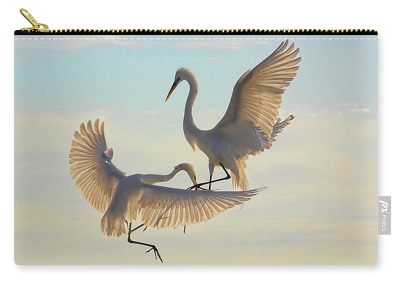 Great Egret Zip Pouch featuring the photograph Air Dance by HH Photography of Florida