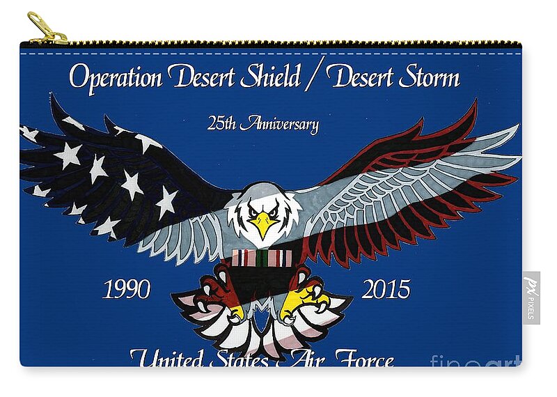 United Zip Pouch featuring the drawing Air Force Desert Storm by Bill Richards