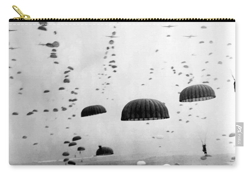 #faatoppicks Zip Pouch featuring the photograph Airborne Mission During WW2 by War Is Hell Store
