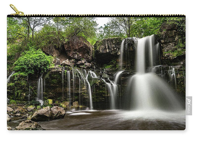 Waterfall Zip Pouch featuring the photograph Akron Falls by Dave Niedbala