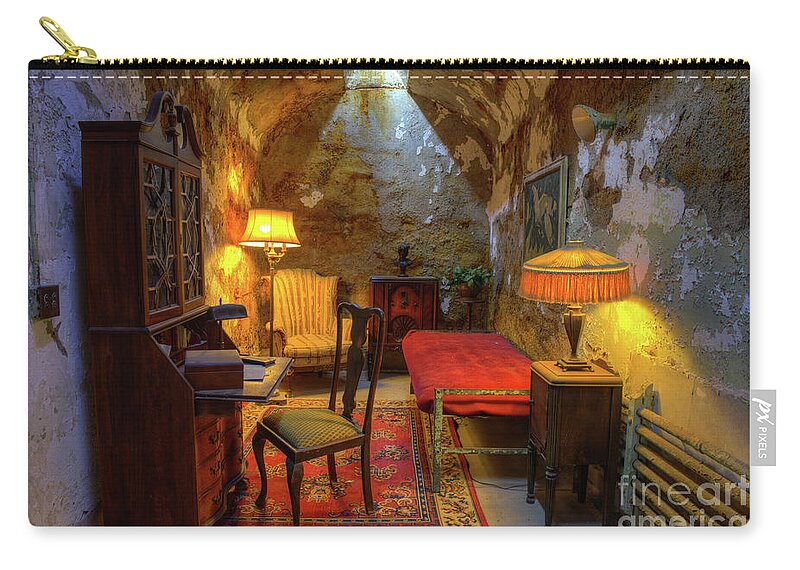 Al Capone's Jail Cell Zip Pouch featuring the photograph Al Capones Jail Cell by Anthony Sacco