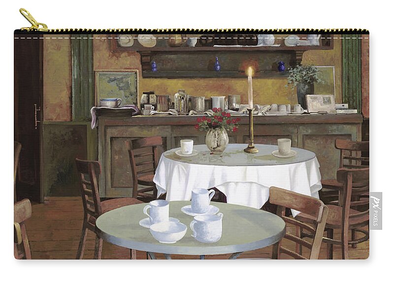 Cafe Zip Pouch featuring the painting Al Lume Di Candela by Guido Borelli