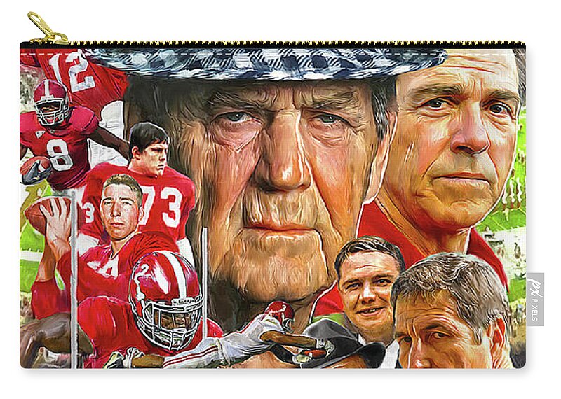 Alabama Football Zip Pouch featuring the painting Alabama Crimson Tide by Mark Spears
