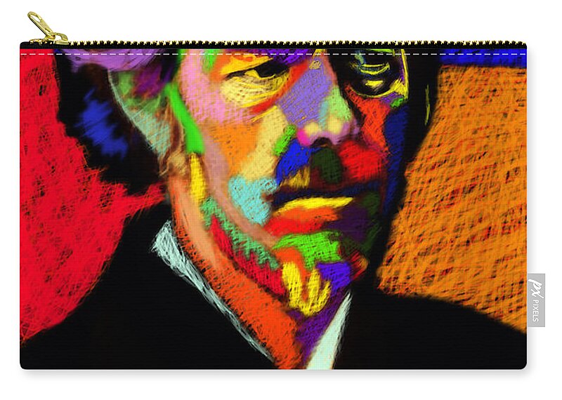 Alan Zip Pouch featuring the painting Alan Watts Portrait by Stephen Humphries